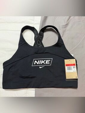 Nike Black Training Sports Bra with White Logo